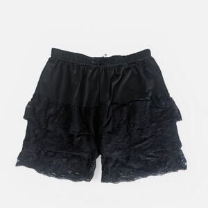 Black Tiered Lace Dark Coquette Gothic Victorian Tap Shorts Bloomers Sz XS